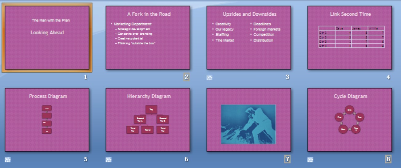 Figure 1-9: Slide Sorter view is great for rearranging slides in a presentation.